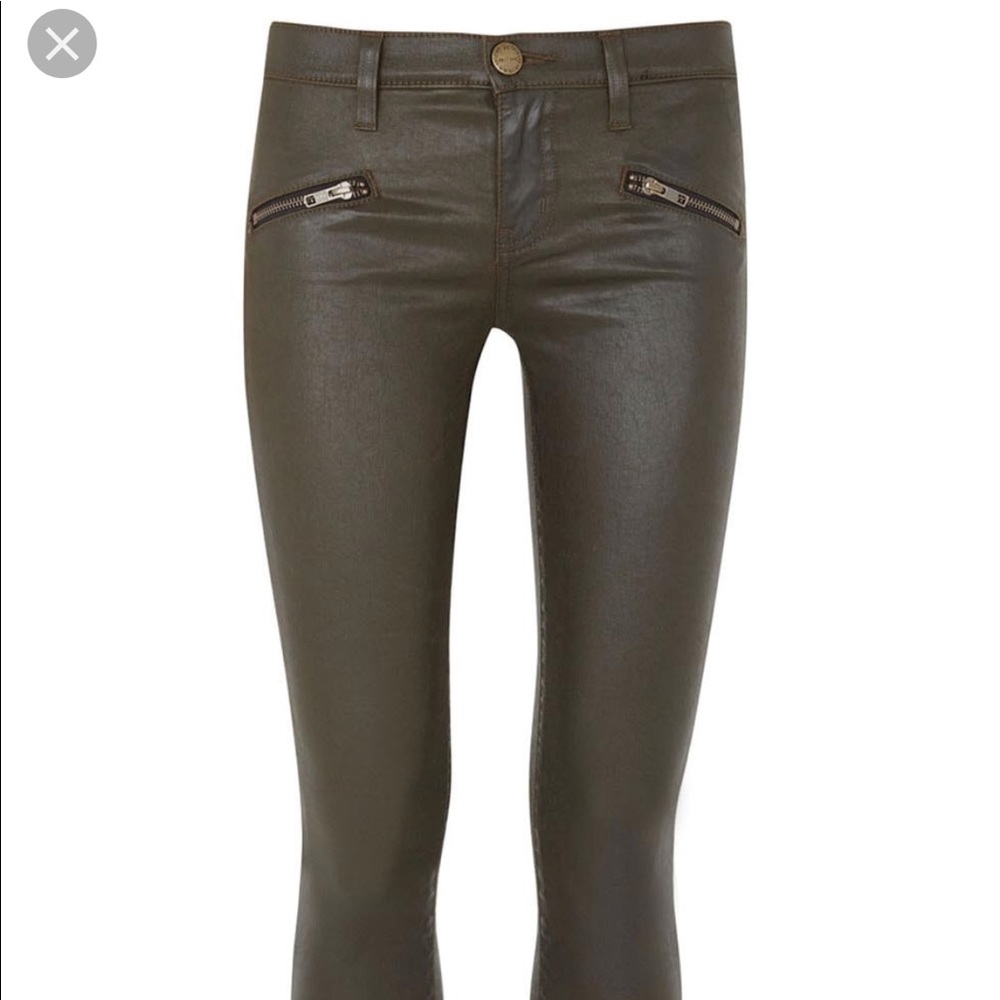 Current Elliott Army Green Coated Soho ZIP Jeans